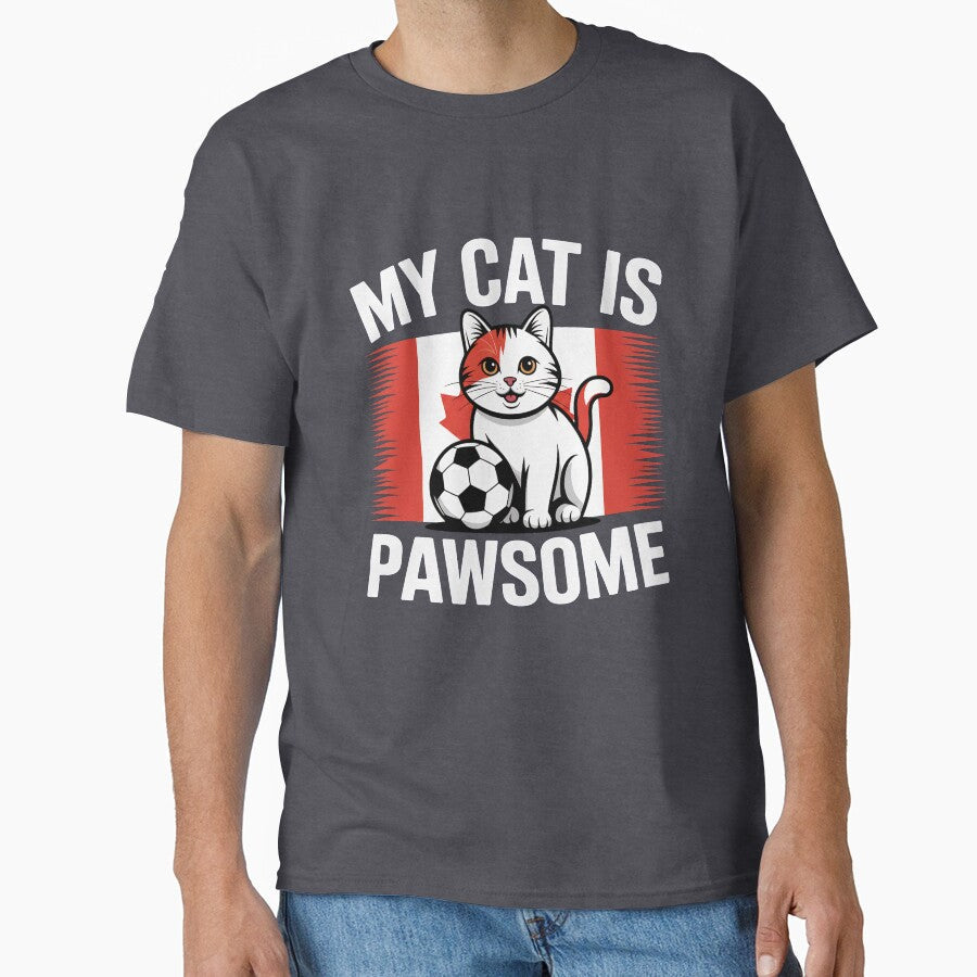 Cute Patriotic Soccer Cat Red Maple Leaf by MimsTees Unisex T-shirt, Sweatshirt, Hoodie, Long Sleeve Tee - T-Shirt, Sweatshirt, Hoodie