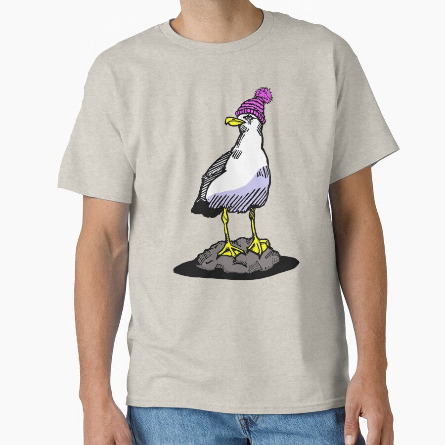 Bobble Hatted Seagull by LiquoriceLino Unisex T-shirt, Sweatshirt, Hoodie, Long Sleeve Tee - T-Shirt, Sweatshirt, Hoodie