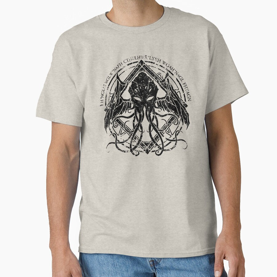 Cthulhu - Lovecraft - Distressed chant design v2 by zachholmbergart Unisex T-shirt, Sweatshirt, Hoodie, Long Sleeve Tee - T-Shirt, Sweatshirt, Hoodie