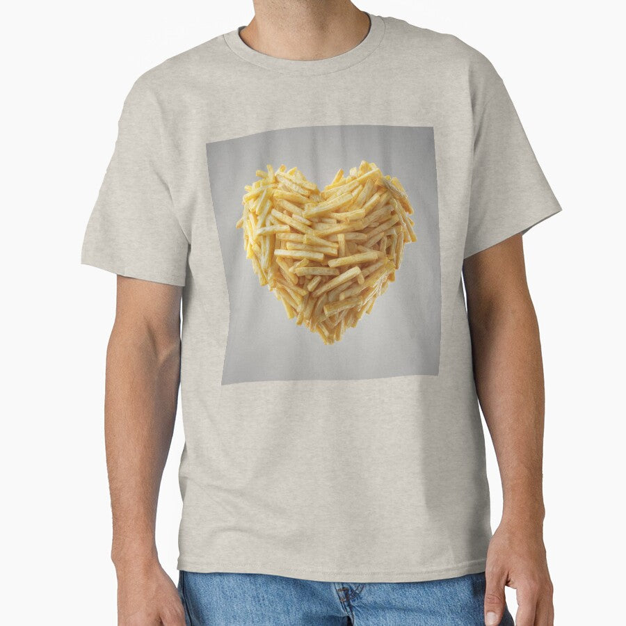 Heart Made of French Fries  Funny Fast Food Lover Design by WordPlayStudio Unisex T-shirt, Sweatshirt, Hoodie, Long Sleeve Tee - T-Shirt, Sweatshirt, Hoodie