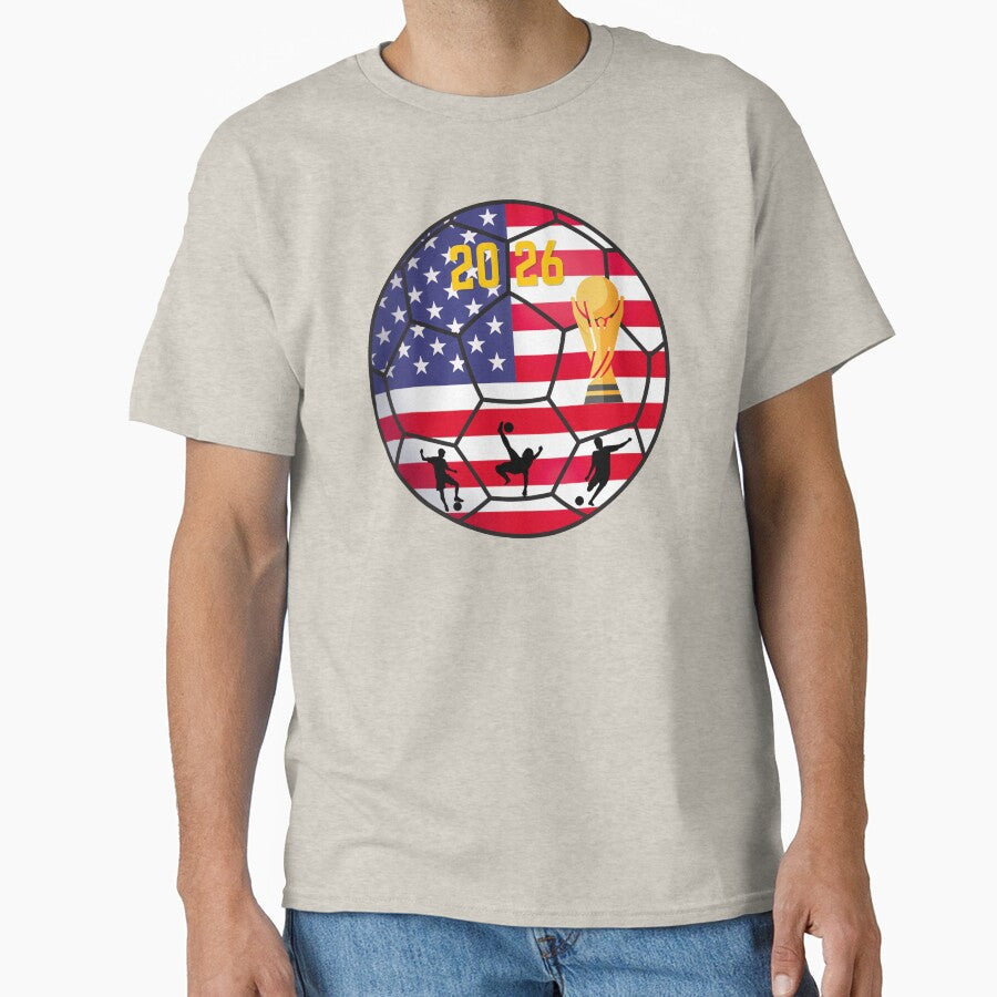 USA Soccer 2026: World Cup Host Stars and Stripes Ball Art by Mandarynkashop Unisex T-shirt, Sweatshirt, Hoodie, Long Sleeve Tee - T-Shirt, Sweatshirt, Hoodie