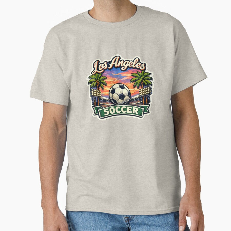 Los Angeles Soccer Sunset by Modefissi Unisex T-shirt, Sweatshirt, Hoodie, Long Sleeve Tee - T-Shirt, Sweatshirt, Hoodie