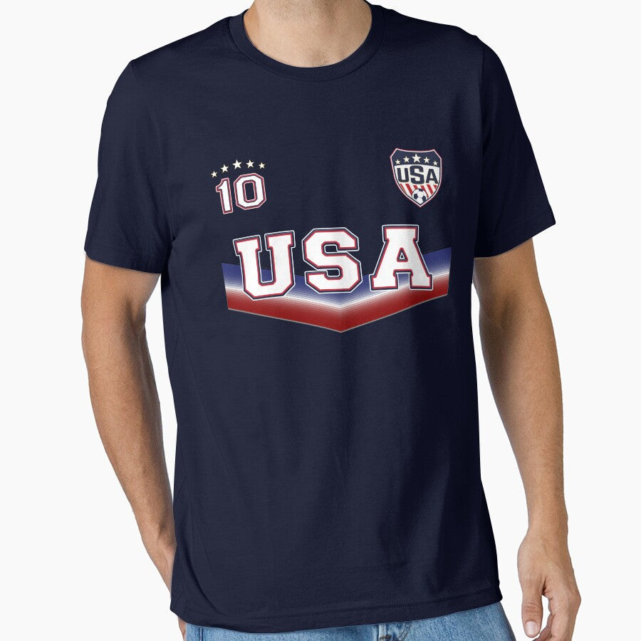 USA Soccer T shirt with Number 10 by fermo Unisex T-shirt, Sweatshirt, Hoodie, Long Sleeve Tee - T-Shirt, Sweatshirt, Hoodie