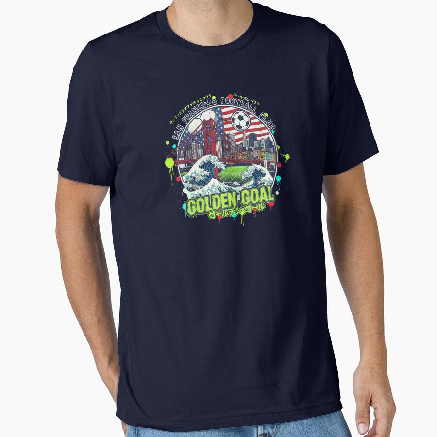 San Francisco Football Club Golden Goal - Japanese Retro Wave Style by Deviantfant Unisex T-shirt, Sweatshirt, Hoodie, Long Sleeve Tee - T-Shirt, Sweatshirt, Hoodie