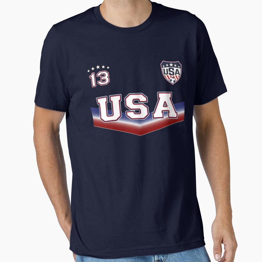 USA Soccer T shirt with Number 13 by fermo Unisex T-shirt, Sweatshirt, Hoodie, Long Sleeve Tee - T-Shirt, Sweatshirt, Hoodie