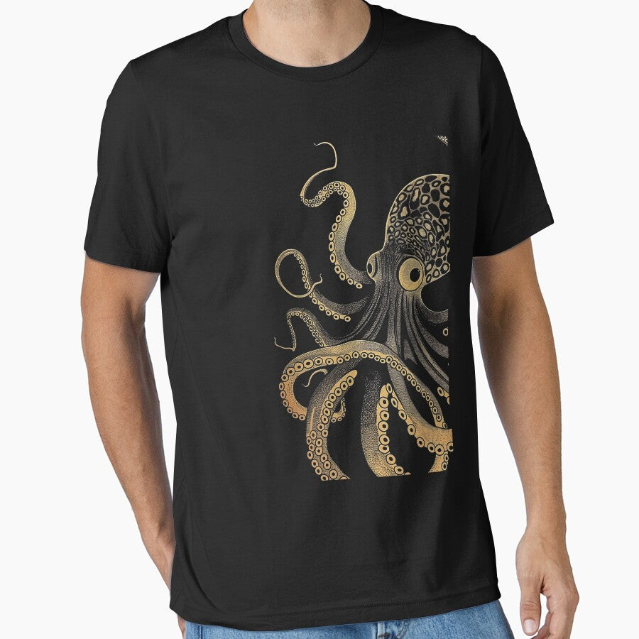 Octopus Vintage Japanese Art | Ukiyo-e Sea Creature | Sumi-e Style Ocean Design by VybeWear Co. - T-Shirt, Sweatshirt, Hoodie