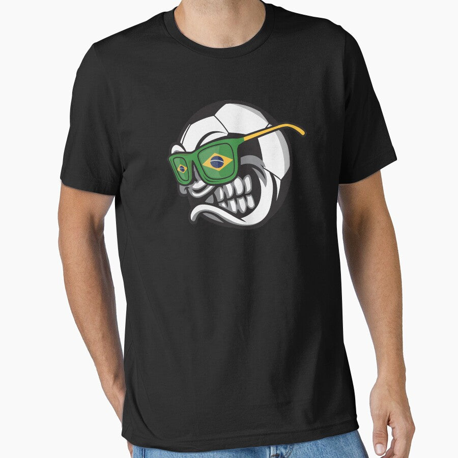 Brazilian Angry Soccer Ball with Sunglasses Brazil Fan by festivalshirt Unisex T-shirt, Sweatshirt, Hoodie, Long Sleeve Tee - T-Shirt, Sweatshirt, Hoodie