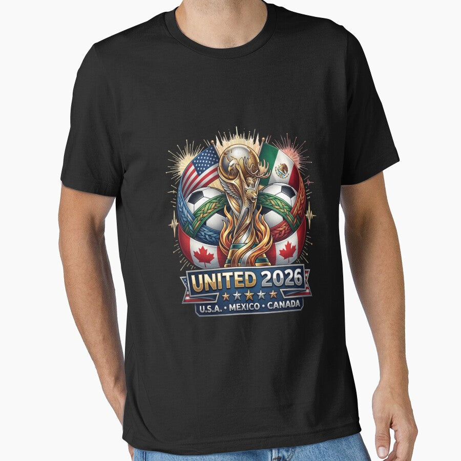 United 2026 Soccer Nations Trophy - USA Mexico Canada Mascot Art by MyStore2025 Unisex T-shirt, Sweatshirt, Hoodie, Long Sleeve Tee - T-Shirt, Sweatshirt, Hoodie