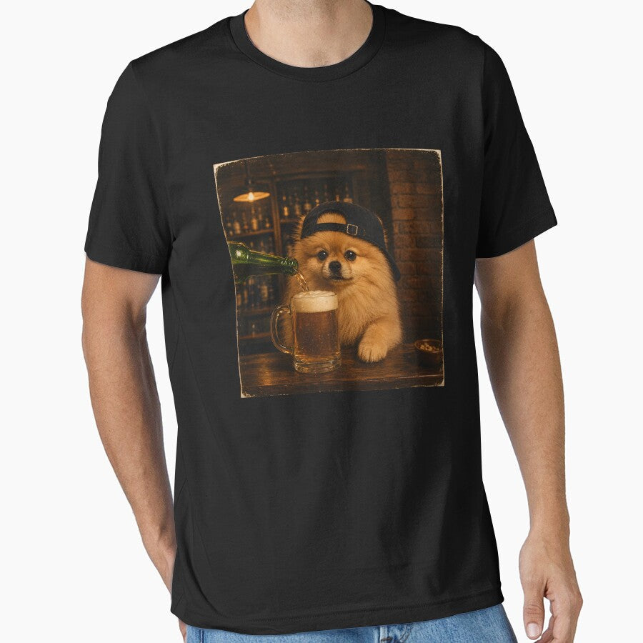 Pomeranian Drinking Beer by zoes-ink Unisex T-shirt, Sweatshirt, Hoodie, Long Sleeve Tee - T-Shirt, Sweatshirt, Hoodie