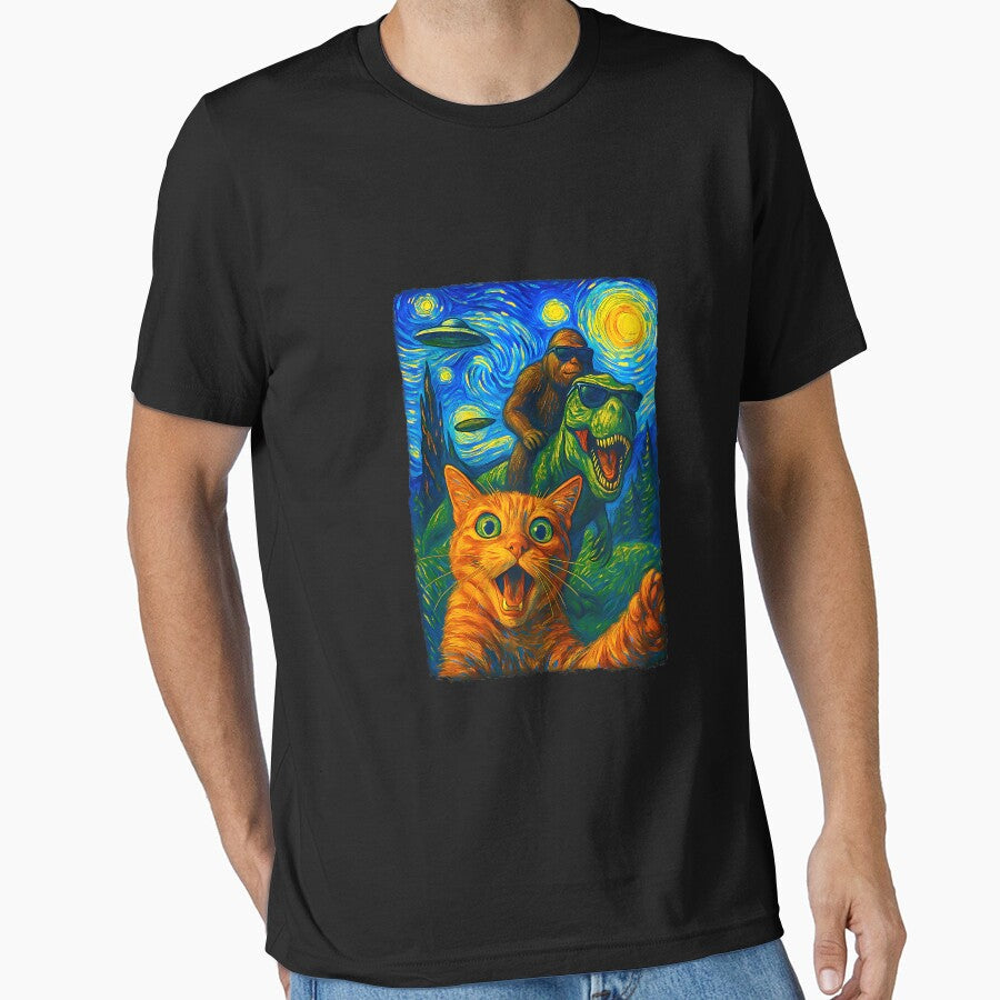 Cat T-Rex Bigfoot UFO Selfie by FrankIsabel Unisex T-shirt, Sweatshirt, Hoodie, Long Sleeve Tee - T-Shirt, Sweatshirt, Hoodie