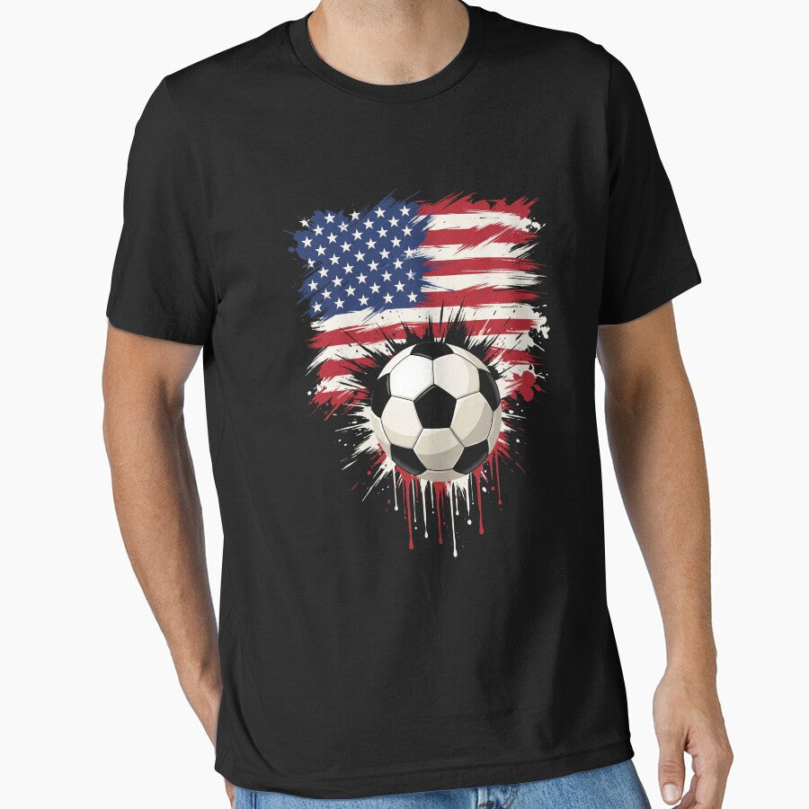 USA Soccer Ball American Flag Sports Fan by SofenArt Unisex T-shirt, Sweatshirt, Hoodie, Long Sleeve Tee - T-Shirt, Sweatshirt, Hoodie