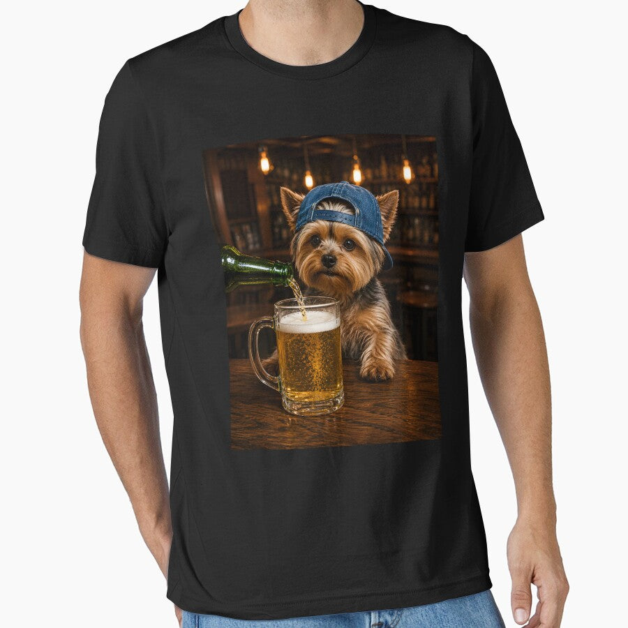 Yorkie Drinking Beer by zoes-ink Unisex T-shirt, Sweatshirt, Hoodie, Long Sleeve Tee - T-Shirt, Sweatshirt, Hoodie