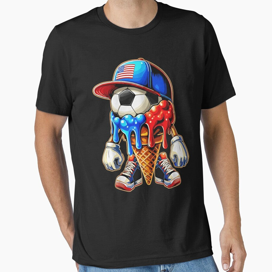 USA Soccer Ice Cream Cone Drip T-Shirt by LarryMBrown Unisex T-shirt, Sweatshirt, Hoodie, Long Sleeve Tee - T-Shirt, Sweatshirt, Hoodie