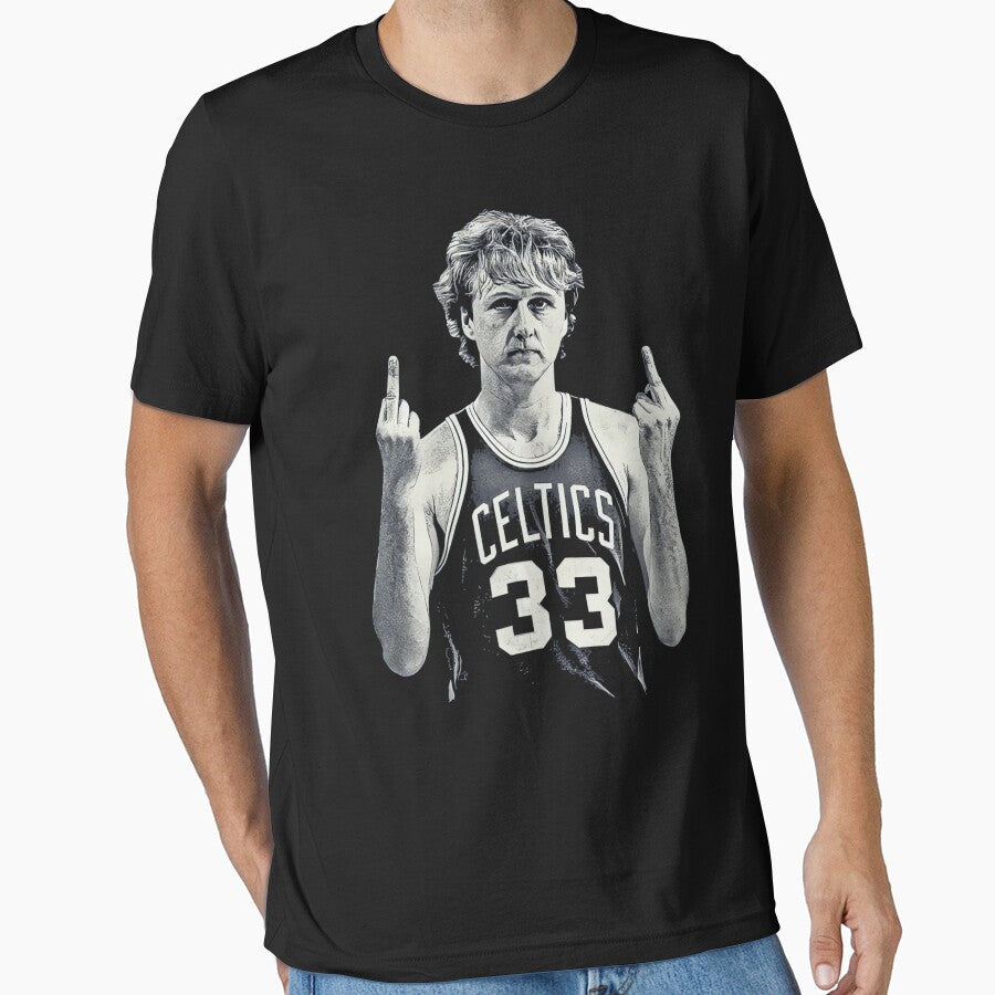 Larry Bird Middle Finger Retro 90S by Marjan Lotffy Unisex T-shirt, Sweatshirt, Hoodie, Long Sleeve Tee - T-Shirt, Sweatshirt, Hoodie