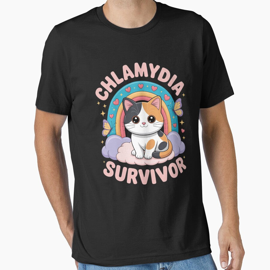 Chlamydia Survivor Cat Meme Embarrassing Adult Humor by sheenmi Unisex T-shirt, Sweatshirt, Hoodie, Long Sleeve Tee - T-Shirt, Sweatshirt, Hoodie