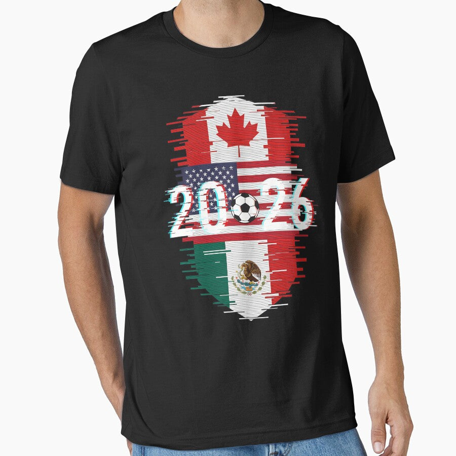 Glitched United 2026 - North America Emblem by GOHILRAHUL Unisex T-shirt, Sweatshirt, Hoodie, Long Sleeve Tee - T-Shirt, Sweatshirt, Hoodie