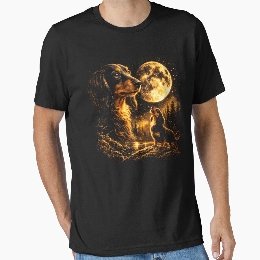Dachshund Howling to The Moon Vintage 90s Retro Dachshund Graphic by will freed18 Unisex T-shirt, Sweatshirt, Hoodie, Long Sleeve Tee - T-Shirt, Sweatshirt, Hoodie
