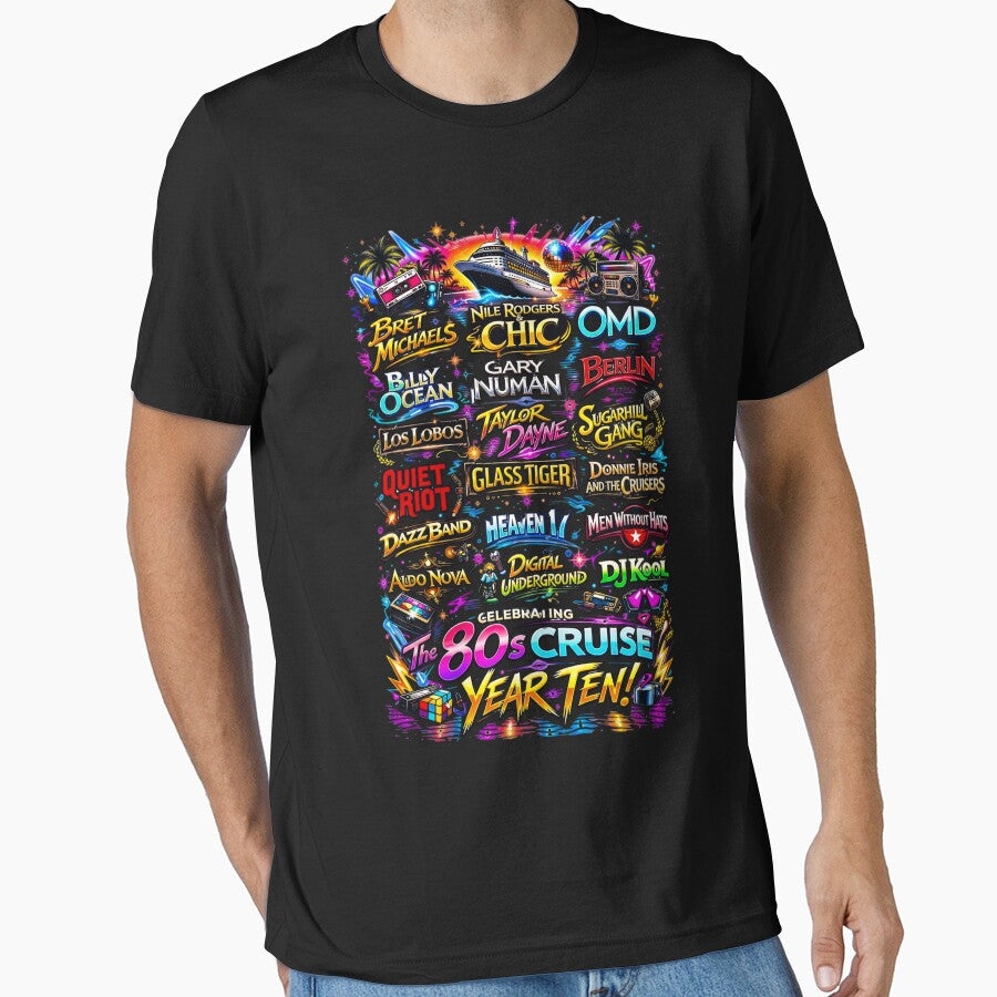 80s Cruise Year Ten Lineup Retro Synthwave Concert Tour by tessaaxx Unisex T-shirt, Sweatshirt, Hoodie, Long Sleeve Tee - T-Shirt, Sweatshirt, Hoodie