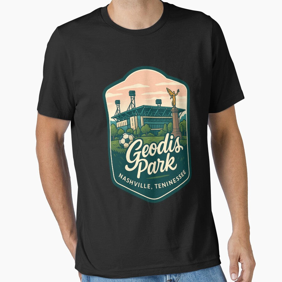 Geodis Park and Victory Statue Nashville by Places On Earth Unisex T-shirt, Sweatshirt, Hoodie, Long Sleeve Tee - T-Shirt, Sweatshirt, Hoodie