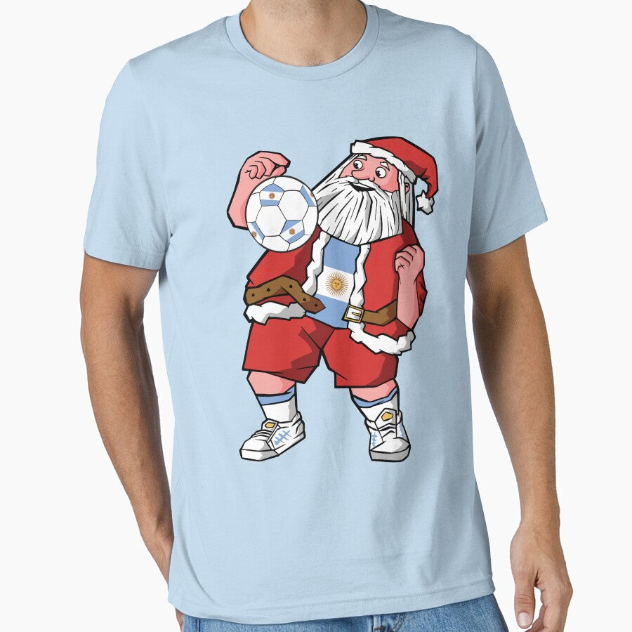 Santa Playing Football Father Christmas Argentina Flag Kids, Mens, Womens. by pipsmerch Unisex T-shirt, Sweatshirt, Hoodie, Long Sleeve Tee - T-Shirt, Sweatshirt, Hoodie