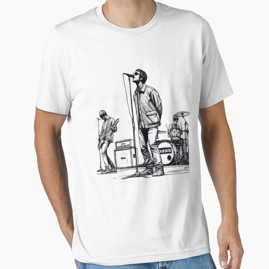 Minimalist Line Art of Oasis Performing by Roshan113 Unisex T-shirt, Sweatshirt, Hoodie, Long Sleeve Tee - T-Shirt, Sweatshirt, Hoodie