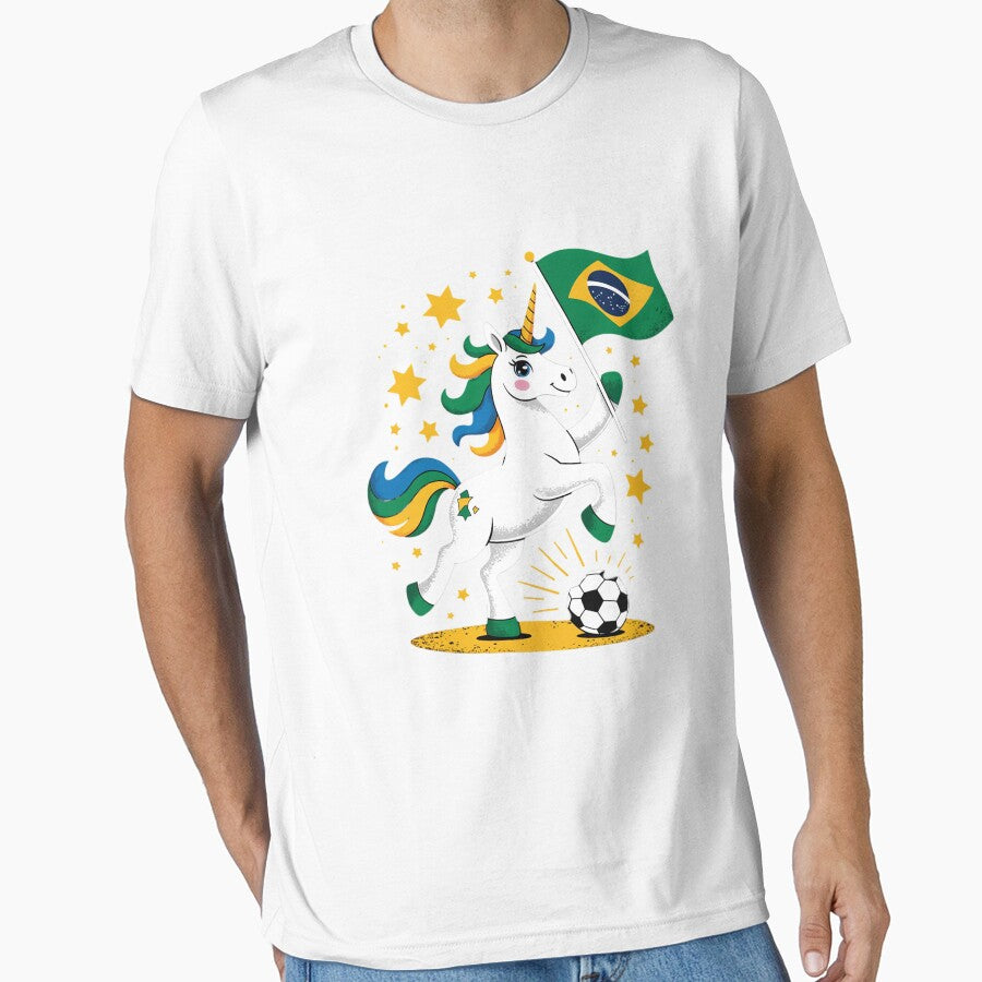 Brazil Flag Unicorn Football Soccer Fan by petrichorsworld Unisex T-shirt, Sweatshirt, Hoodie, Long Sleeve Tee - T-Shirt, Sweatshirt, Hoodie