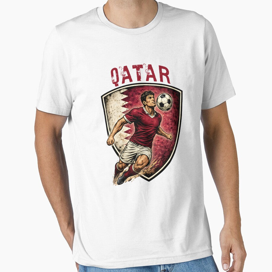 Qatar - 2026 Futbol Retro Style by Tee Nook Unisex T-shirt, Sweatshirt, Hoodie, Long Sleeve Tee - T-Shirt, Sweatshirt, Hoodie