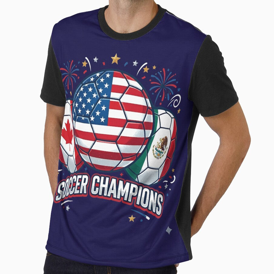 Three Nations Football Fans Graphic  Patriotic North America Sports T-Shirt by Basma Designs | Funny Shirts, Stickers & Mugs - T-Shirt, Sweatshirt, Hoodie