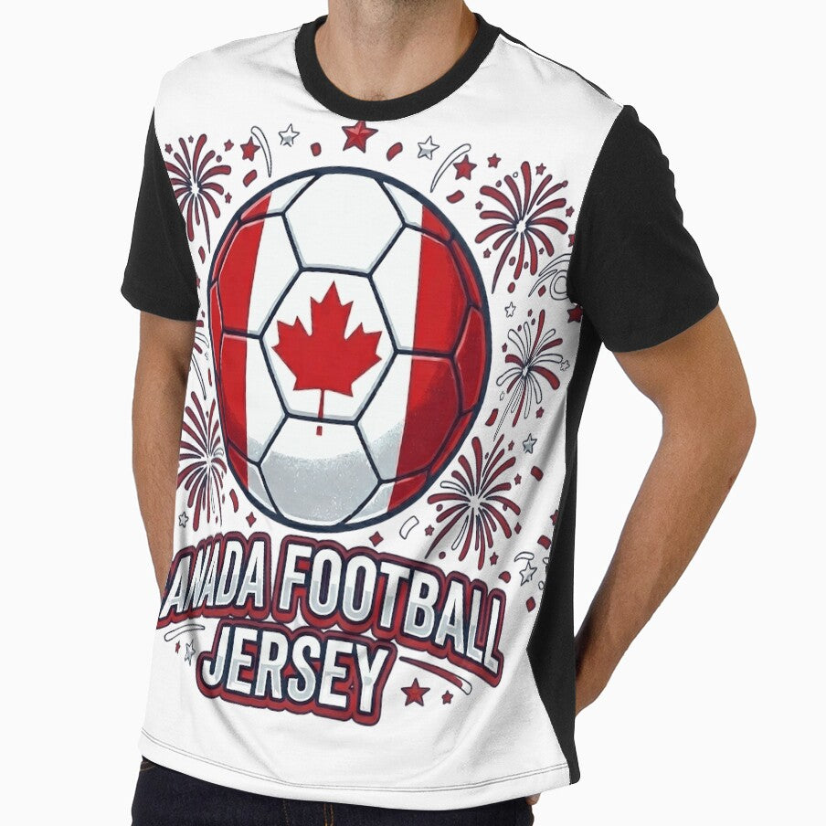Canada Football Jersey Soccer Fan Patriotic Fireworks Graphic by Basma Designs | Funny Shirts, Stickers & Mugs - T-Shirt, Sweatshirt, Hoodie