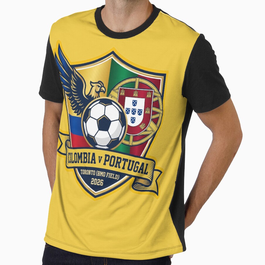 Colombia vs Portugal Toronto 2026 Soccer Crest Graphic by Pride Emblem Prints Unisex T-shirt, Sweatshirt, Hoodie, Long Sleeve Tee - T-Shirt, Sweatshirt, Hoodie