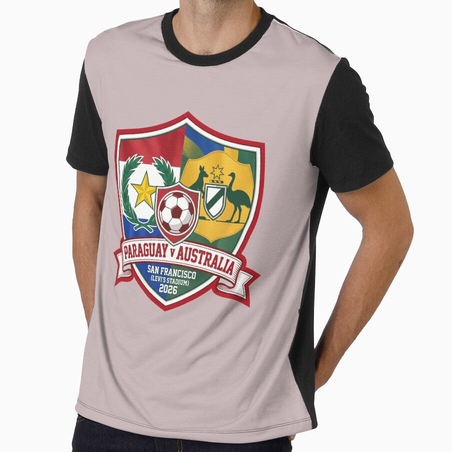 Paraguay Australia Soccer Match 2026 San Francisco Crest by Pride Emblem Prints Unisex T-shirt, Sweatshirt, Hoodie, Long Sleeve Tee - T-Shirt, Sweatshirt, Hoodie