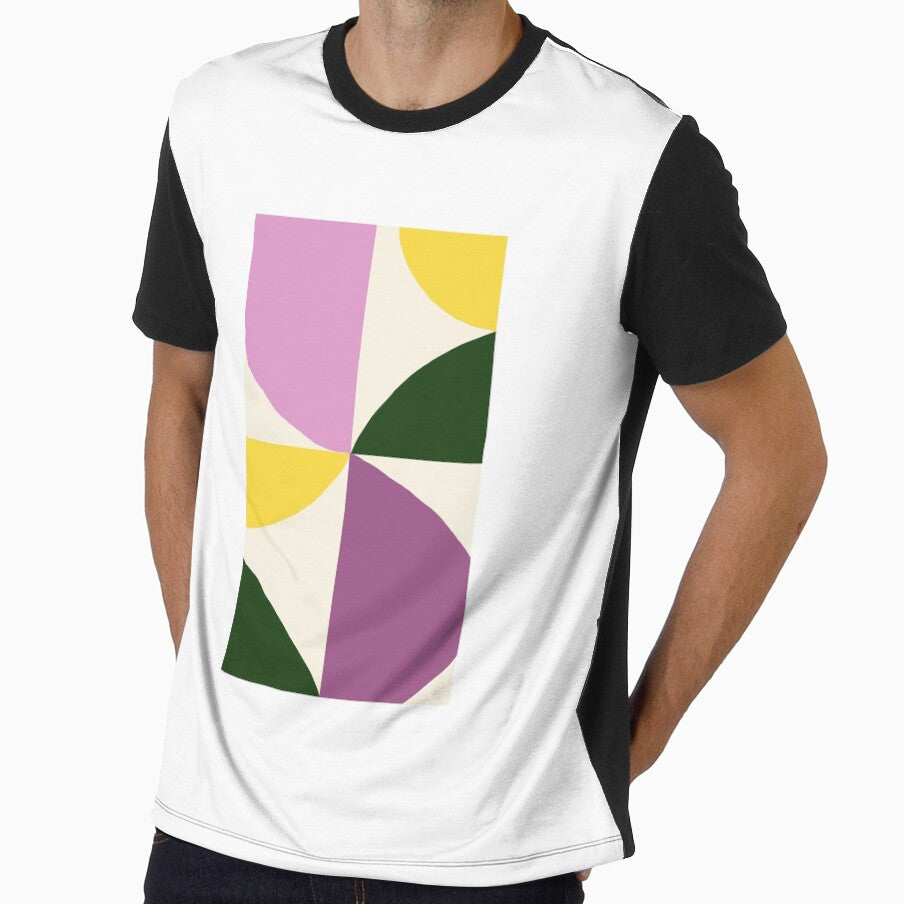 Modern Bauhaus Geometric (purple pink yellow green) by Designs by Sara Felton Unisex T-shirt, Sweatshirt, Hoodie, Long Sleeve Tee - T-Shirt, Sweatshirt, Hoodie