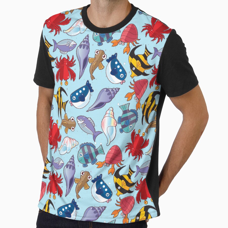 sea life pattern by MangaCortaTees Unisex T-shirt, Sweatshirt, Hoodie, Long Sleeve Tee - T-Shirt, Sweatshirt, Hoodie
