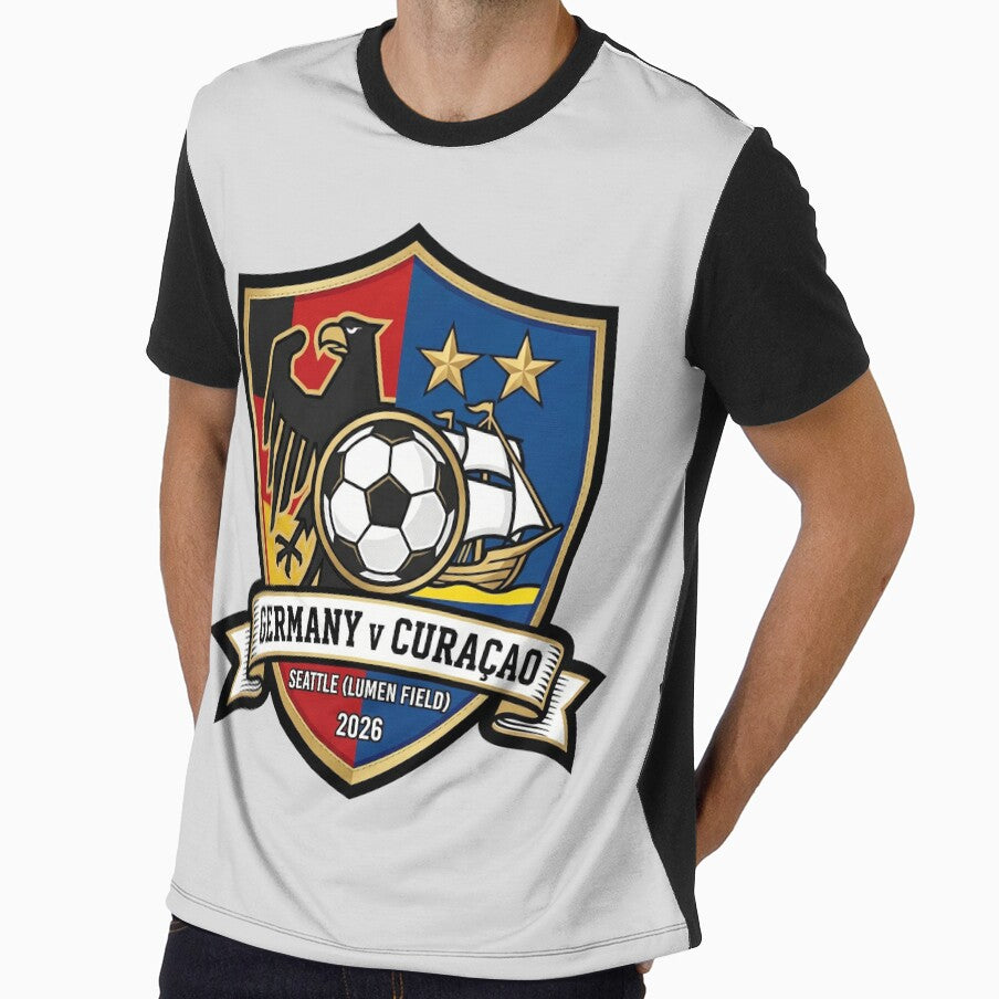 Germany vs Curacao International Soccer Match Seattle Crest by Pride Emblem Prints Unisex T-shirt, Sweatshirt, Hoodie, Long Sleeve Tee - T-Shirt, Sweatshirt, Hoodie