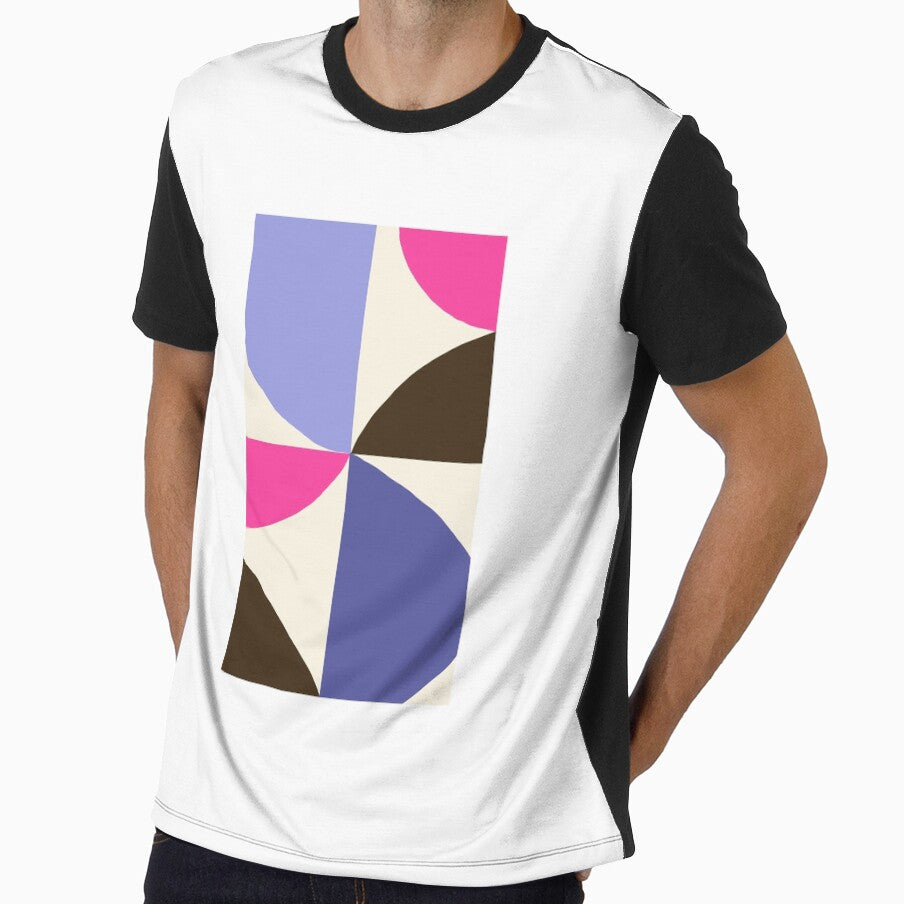 Modern Bauhaus Mid-Century Geometric (blue brown magenta) by Designs by Sara Felton Unisex T-shirt, Sweatshirt, Hoodie, Long Sleeve Tee - T-Shirt, Sweatshirt, Hoodie