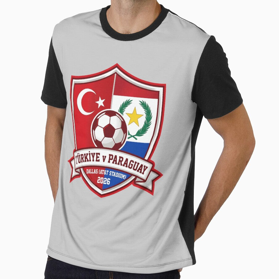 Trkiye Paraguay Dallas Football Match 2026 Sporty Crest by Pride Emblem Prints Unisex T-shirt, Sweatshirt, Hoodie, Long Sleeve Tee - T-Shirt, Sweatshirt, Hoodie