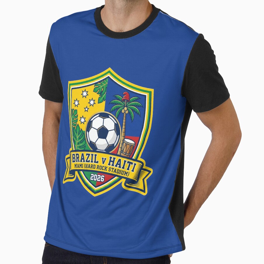Brazil vs Haiti Soccer Match Miami 2026 Athletic Crest by Pride Emblem Prints Unisex T-shirt, Sweatshirt, Hoodie, Long Sleeve Tee - T-Shirt, Sweatshirt, Hoodie