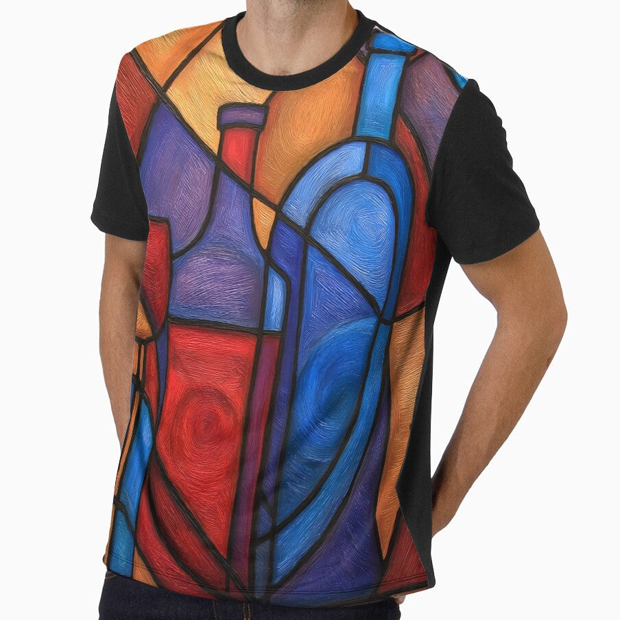 Cubist Wine Art - S01 by FlaskLab Unisex T-shirt, Sweatshirt, Hoodie, Long Sleeve Tee - T-Shirt, Sweatshirt, Hoodie