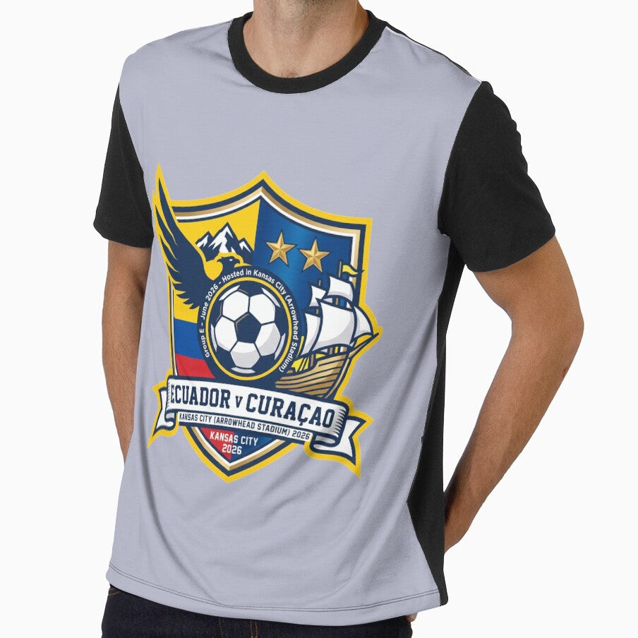 Ecuador vs Curacao Kansas City 2026 Soccer Crest Graphic by Pride Emblem Prints Unisex T-shirt, Sweatshirt, Hoodie, Long Sleeve Tee - T-Shirt, Sweatshirt, Hoodie