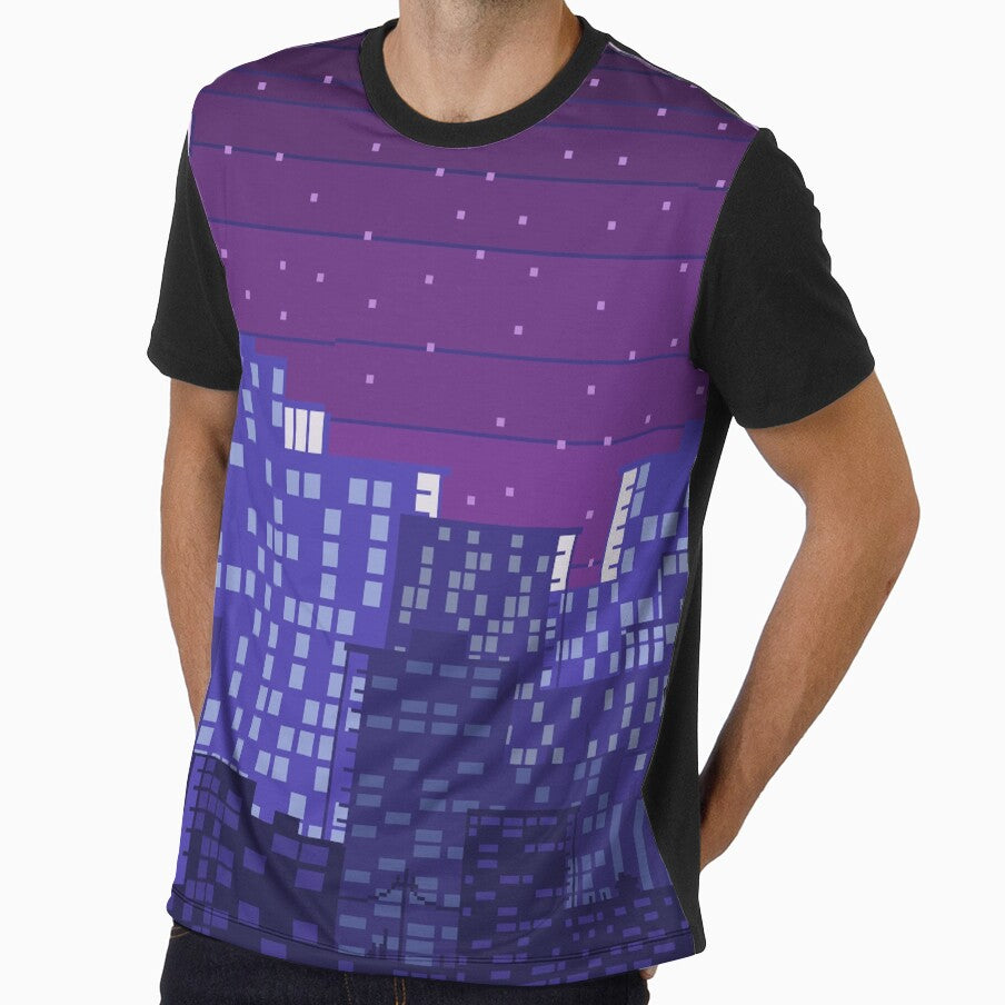 Purple Pixel City by imaginator24 Unisex T-shirt, Sweatshirt, Hoodie, Long Sleeve Tee - T-Shirt, Sweatshirt, Hoodie