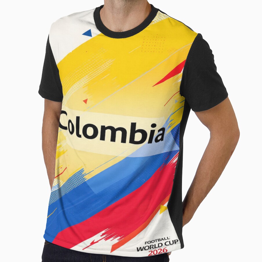 Colombia Football 2026 Geometric Tee by jackbermess Unisex T-shirt, Sweatshirt, Hoodie, Long Sleeve Tee - T-Shirt, Sweatshirt, Hoodie