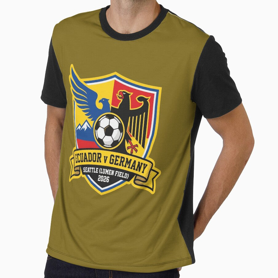 Ecuador Versus Germany Soccer Match Seattle 2026 Crest by Pride Emblem Prints Unisex T-shirt, Sweatshirt, Hoodie, Long Sleeve Tee - T-Shirt, Sweatshirt, Hoodie