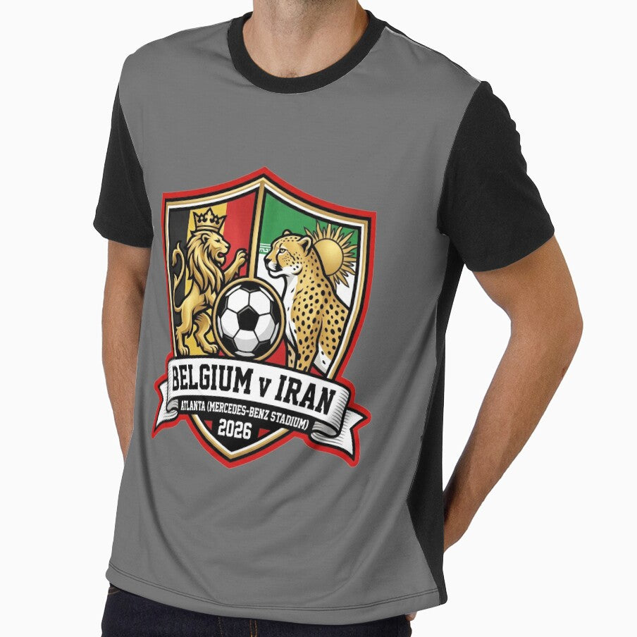 Belgium vs Iran Atlanta 2026 Proud International Soccer Emblem by Pride Emblem Prints Unisex T-shirt, Sweatshirt, Hoodie, Long Sleeve Tee - T-Shirt, Sweatshirt, Hoodie