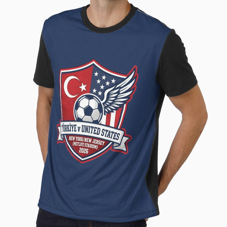 Turkiye vs USA Soccer Match 2026 Commemorative Crest by Pride Emblem Prints Unisex T-shirt, Sweatshirt, Hoodie, Long Sleeve Tee - T-Shirt, Sweatshirt, Hoodie