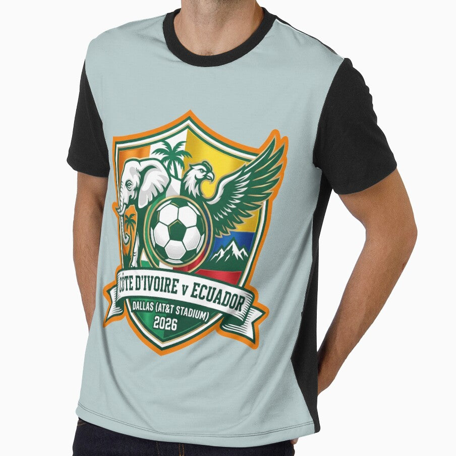 Ivory Coast Ecuador Dallas 2026 Soccer Crest Graphic by Pride Emblem Prints Unisex T-shirt, Sweatshirt, Hoodie, Long Sleeve Tee - T-Shirt, Sweatshirt, Hoodie