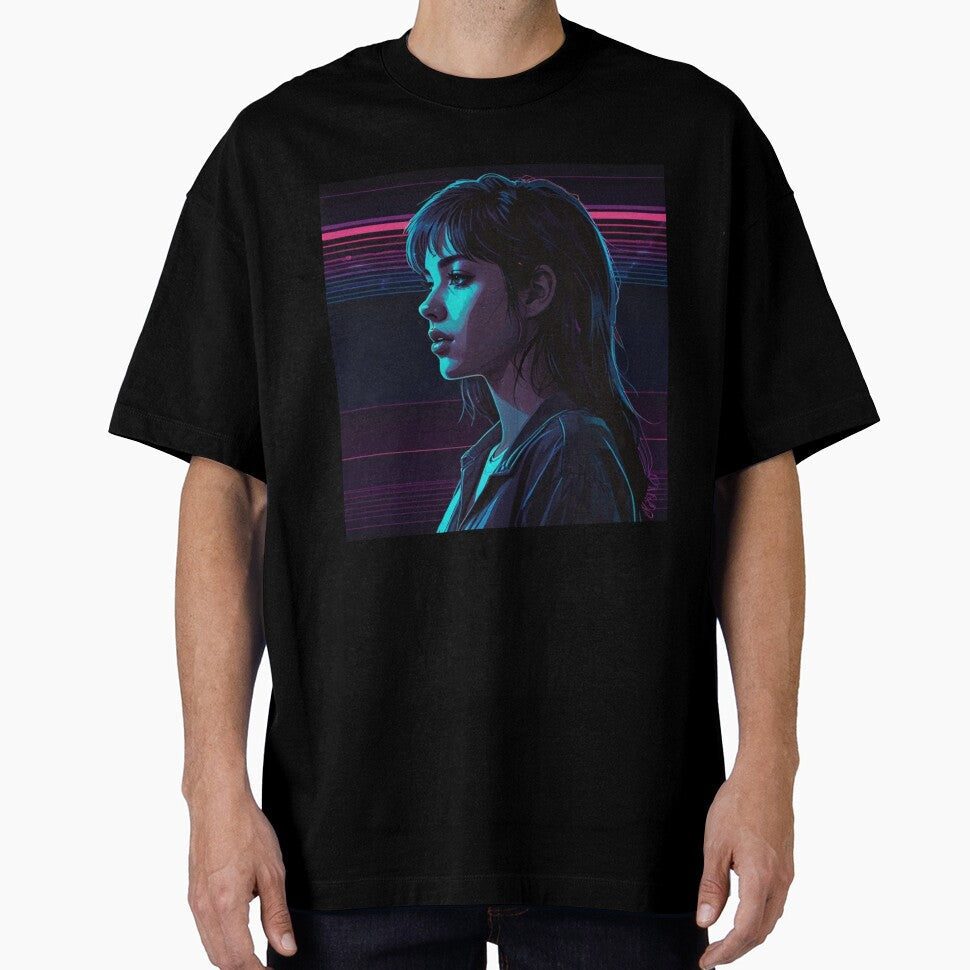 Neon Retrowave Anime Girl 80S Neon | Anime Cyberpunk Artwork by Joy-boy-op Unisex T-shirt, Sweatshirt, Hoodie, Long Sleeve Tee - T-Shirt, Sweatshirt, Hoodie