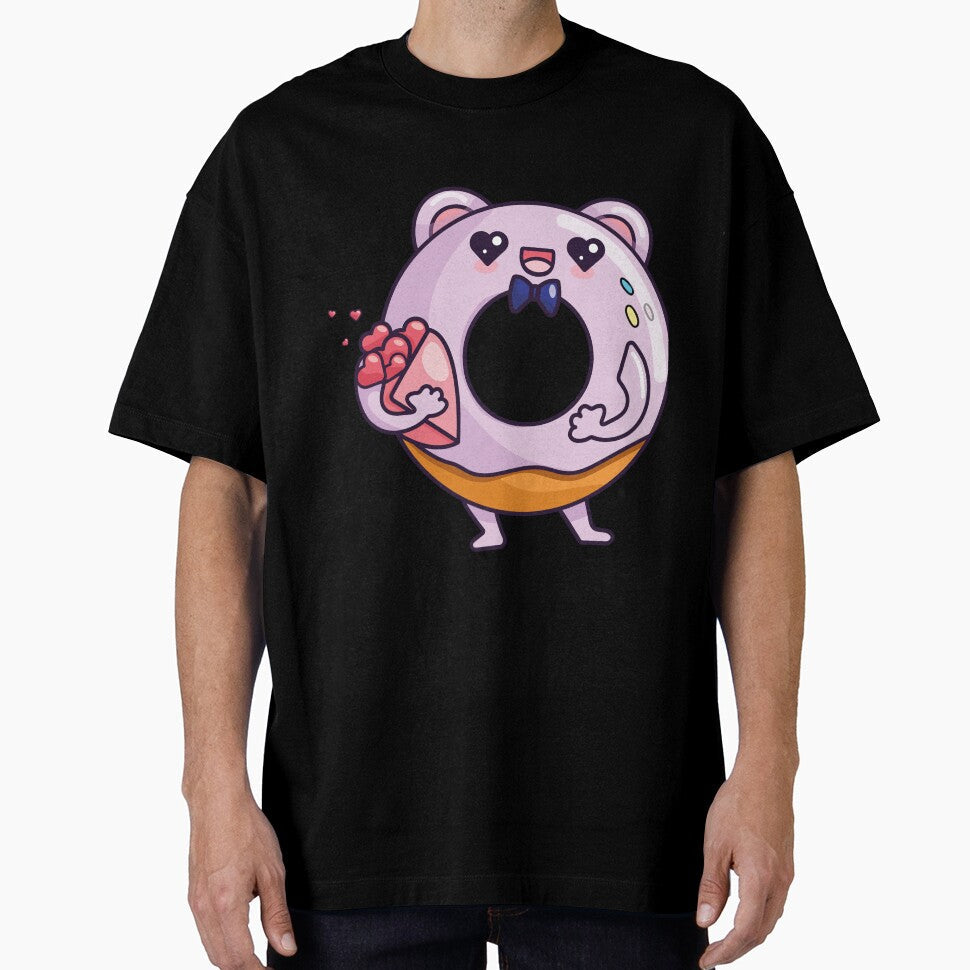 Funny donut character with bouquet in kawaii style. by IrinaCuteLab Unisex T-shirt, Sweatshirt, Hoodie, Long Sleeve Tee - T-Shirt, Sweatshirt, Hoodie
