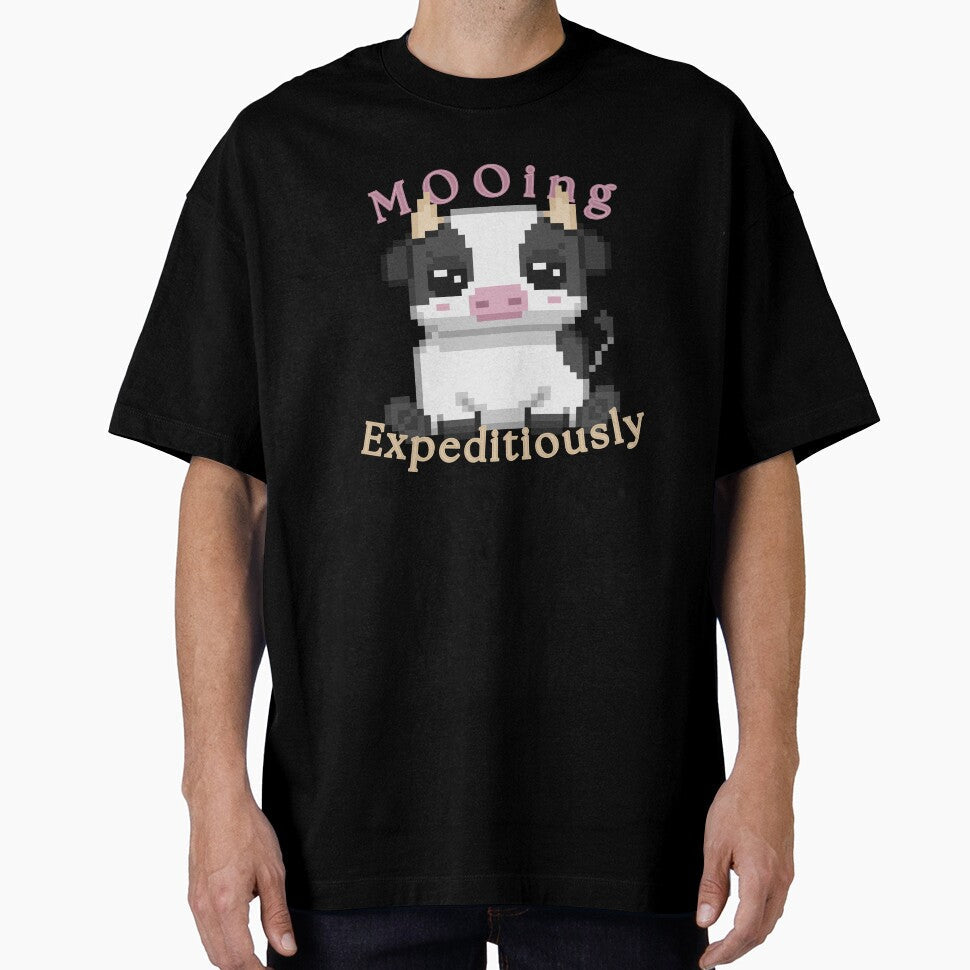MOOing Expeditiously Pixel Art | Cozy Meme Plush by JAVbyBR Unisex T-shirt, Sweatshirt, Hoodie, Long Sleeve Tee - T-Shirt, Sweatshirt, Hoodie