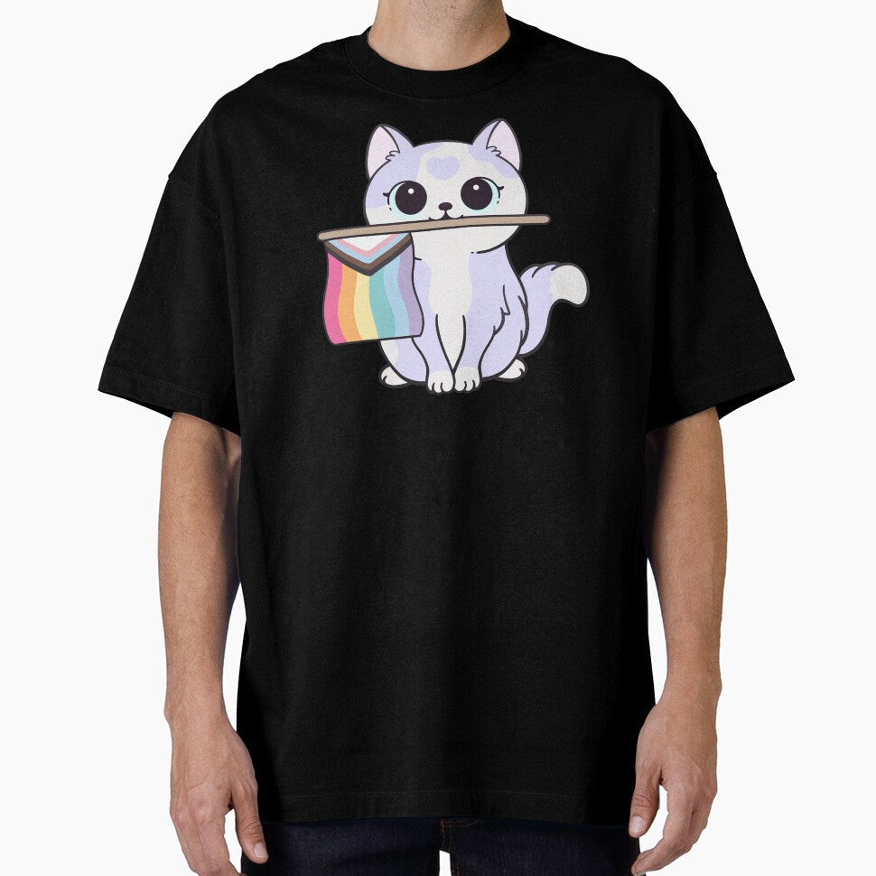 Progress Pride Cat | Nikury by nikury Unisex T-shirt, Sweatshirt, Hoodie, Long Sleeve Tee - T-Shirt, Sweatshirt, Hoodie