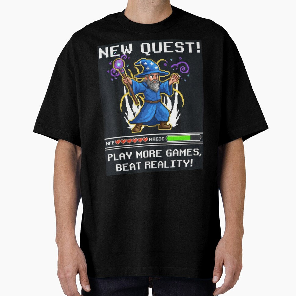 Pixel Wizard Gamer  Retro 8 Bit Video Game Mage with Funny Quote by PunkVerseStudio Unisex T-shirt, Sweatshirt, Hoodie, Long Sleeve Tee - T-Shirt, Sweatshirt, Hoodie
